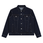 Unisex vintage wash denim jacket by ODMPOD, showing classic fit with faded blue denim and button-front design.