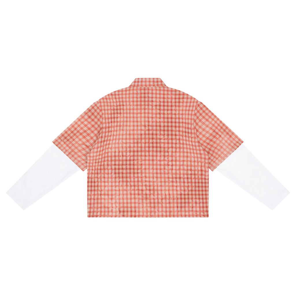 Camicia unisex a maniche corte a quadri con lavaggio vintage