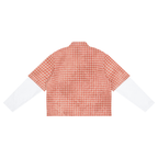 Camicia unisex a maniche corte a quadri con lavaggio vintage