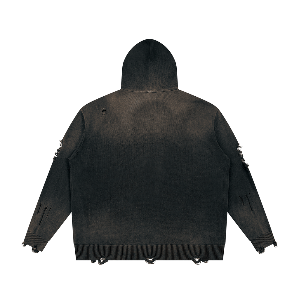 Maglione unisex effetto vissuto con zip intera