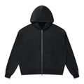Felpa unisex boxy con cappuccio e zip integrale, lavaggio minerale