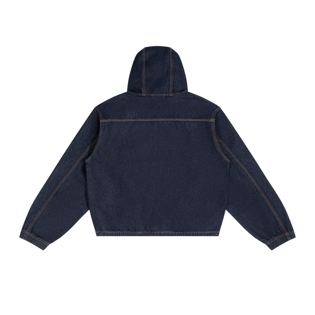 Giacca di jeans con cappuccio da uomo, vestibilità boxy e lavaggio vintage