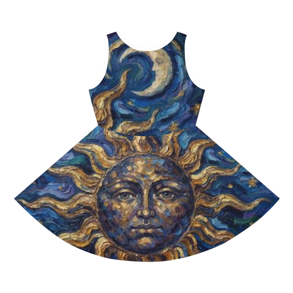 Sun & Stars Girls' Sundress — Celestial Moon - "No More Stolen Sisters!" #mmiwg Collection