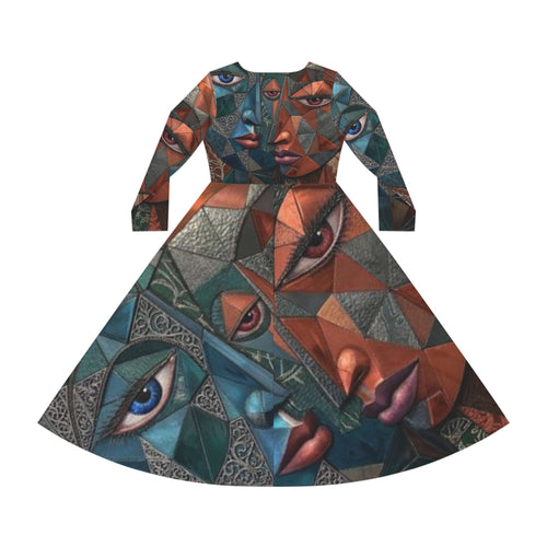 Abstract Dress | Geometric Long Sleeve Dress  |  "No More Stolen Sisters" Series #mmiwg