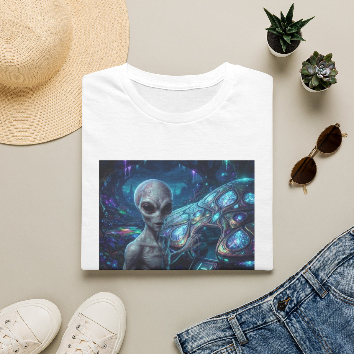 Alien Encounter T‑Shirt — Galactic Grey Extraterrestrial Art Tee