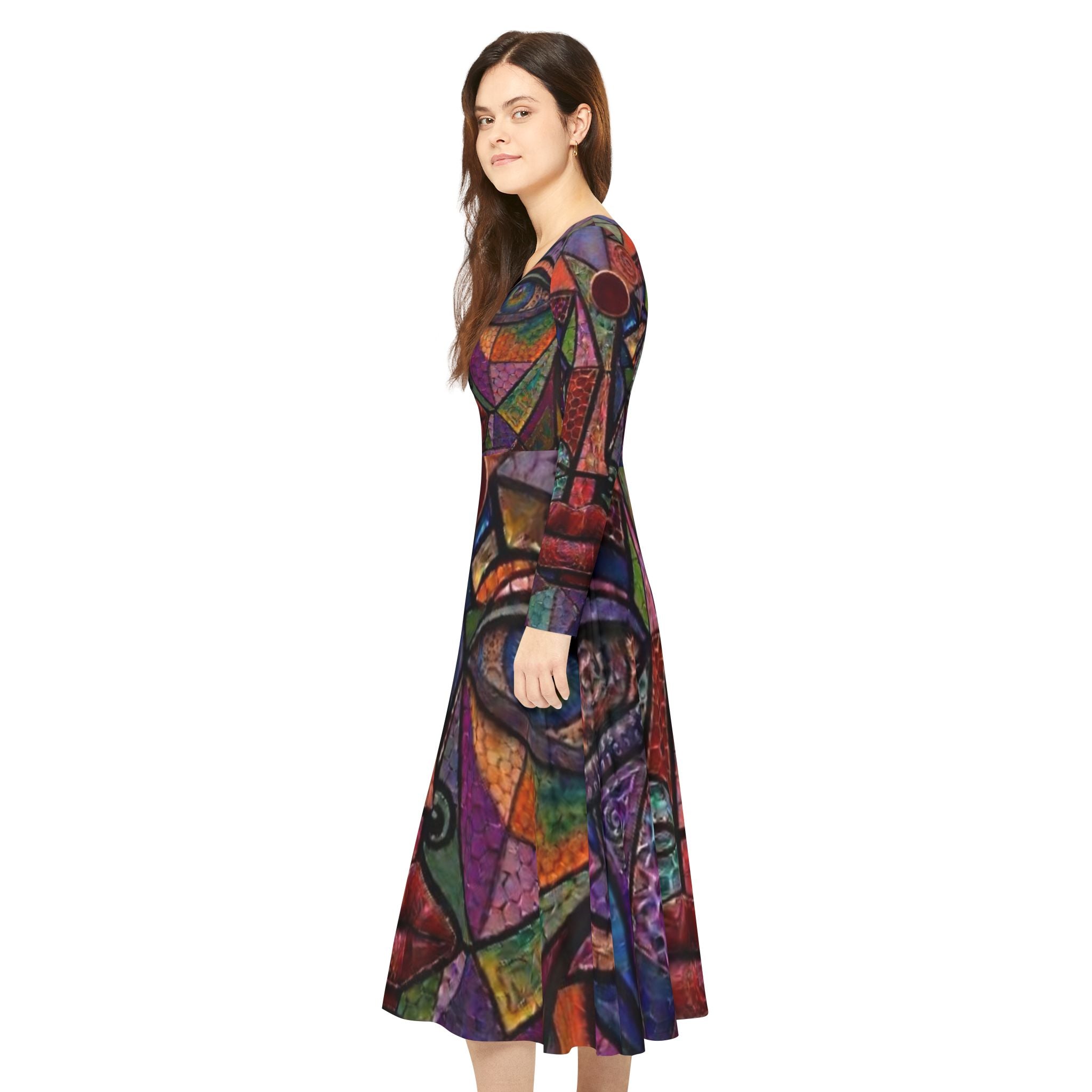 Colorful Abstract | Long Sleeve Dance Dress |  "No More Stolen Sisters" Series #mmiwg