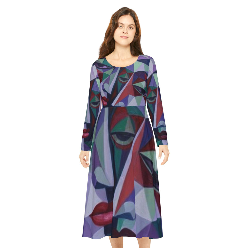 Geometric Abstract Long Sleeve Dance Dress| "No More Stolen Sisters" Series #mmiwg