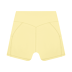 Women’s high rise pocket yoga shorts by ODMPOD, featuring a comfortable fit and functional side pockets, in a soft fabric.
