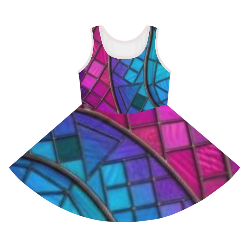 Mosaic Girls' Sundress | Colorful Geometric Tank Dress| No More Stolen Sisters Series #mmiwg