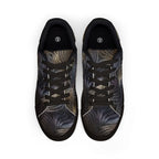 Men's low-top swirl leather sneakers by Printify, casual shoes with stylish design and comfortable fit, shown in a side view.