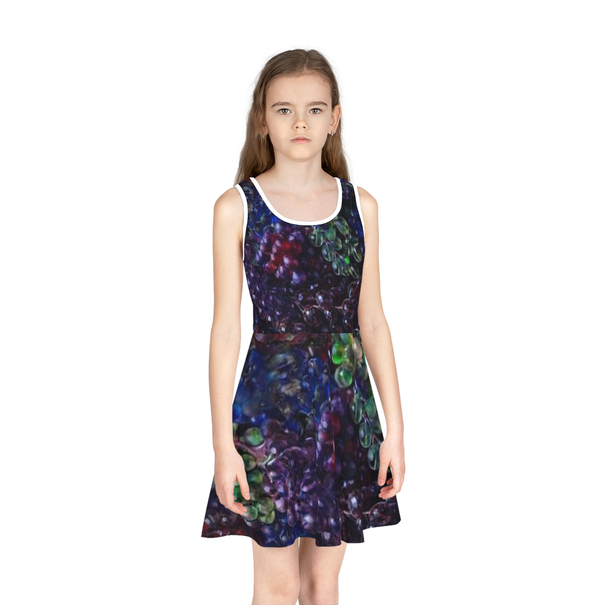 Girls' Sundress — Colorful Grapes Bare Good Fruit Dress - "No More Stolen Sisters!" #mmiwg Collection