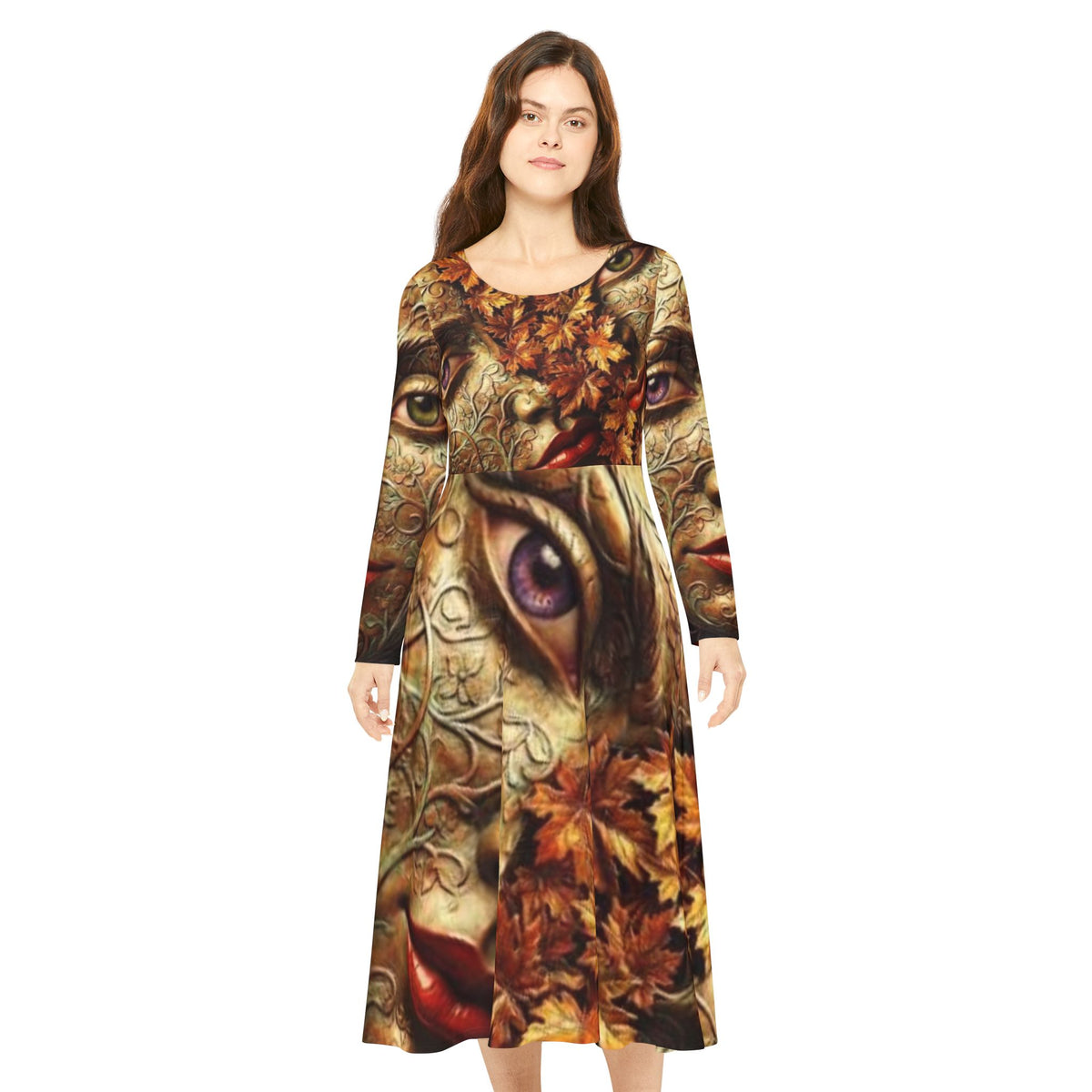 Autumn Masquerade Long Sleeve Dress —  "No More Stolen Sisters!" #mmiwg Collection