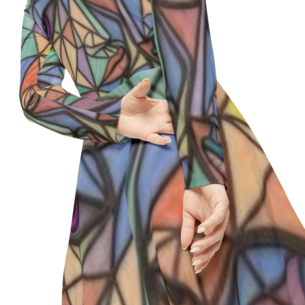 Geometric Abstract Faces Dress | Long Sleeve Dance Dress | "No More Stolen Sisters" Series