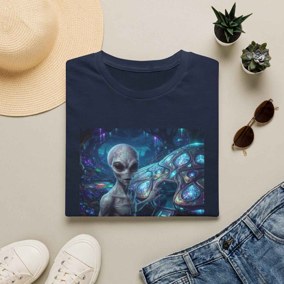 Alien Encounter T‑Shirt — Galactic Grey Extraterrestrial Art Tee