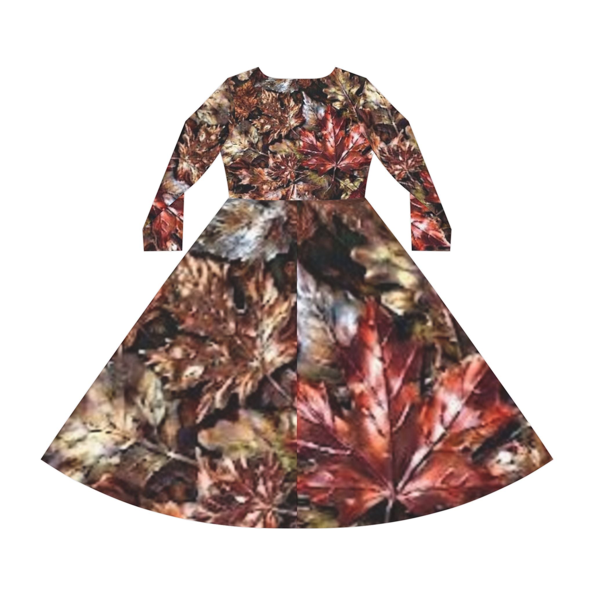 Autumn Leaves Long Sleeve Fall Colours Dress - "No More Stolen Sisters!" #mmiwg Collection