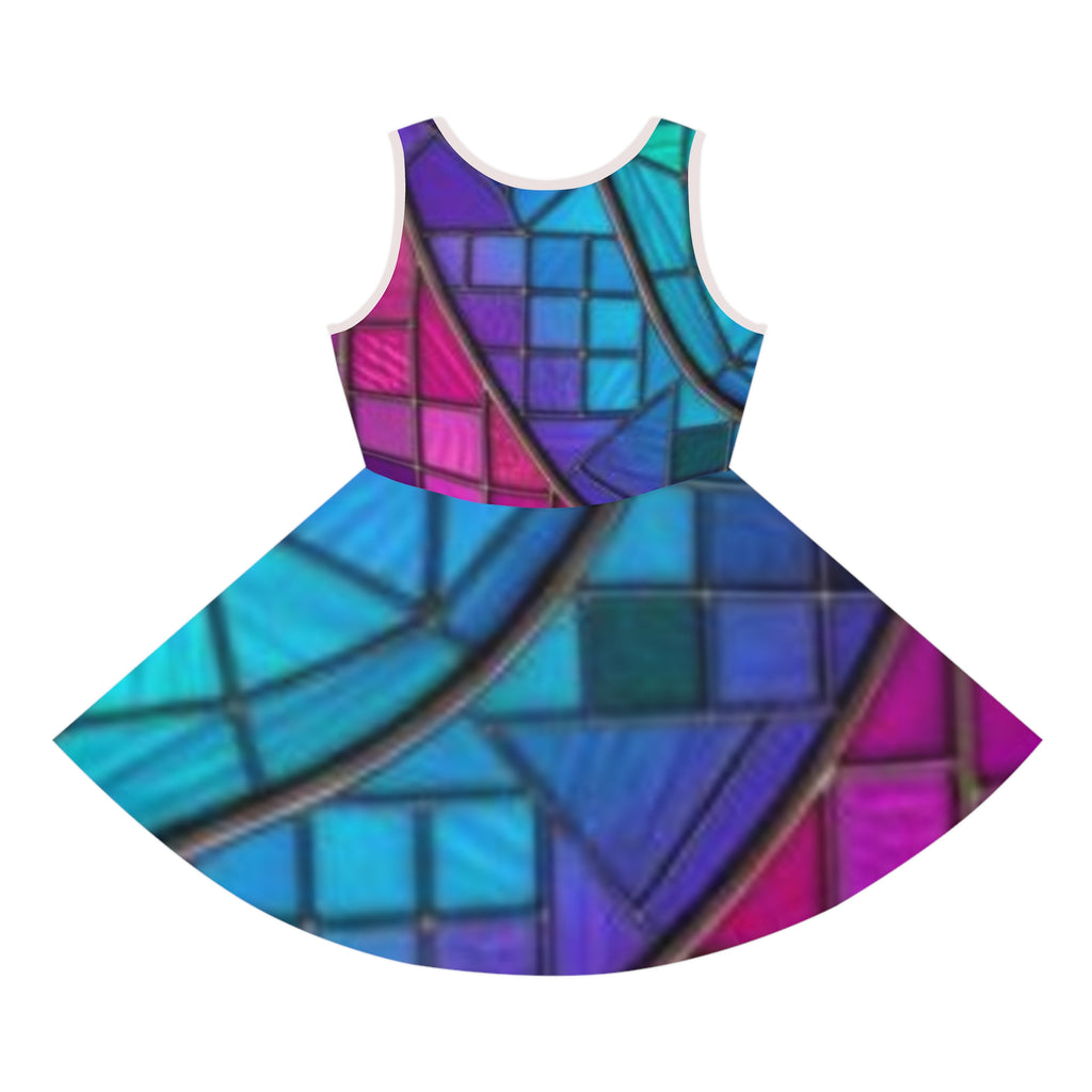 Mosaic Girls' Sundress | Colorful Geometric Tank Dress| No More Stolen Sisters Series #mmiwg