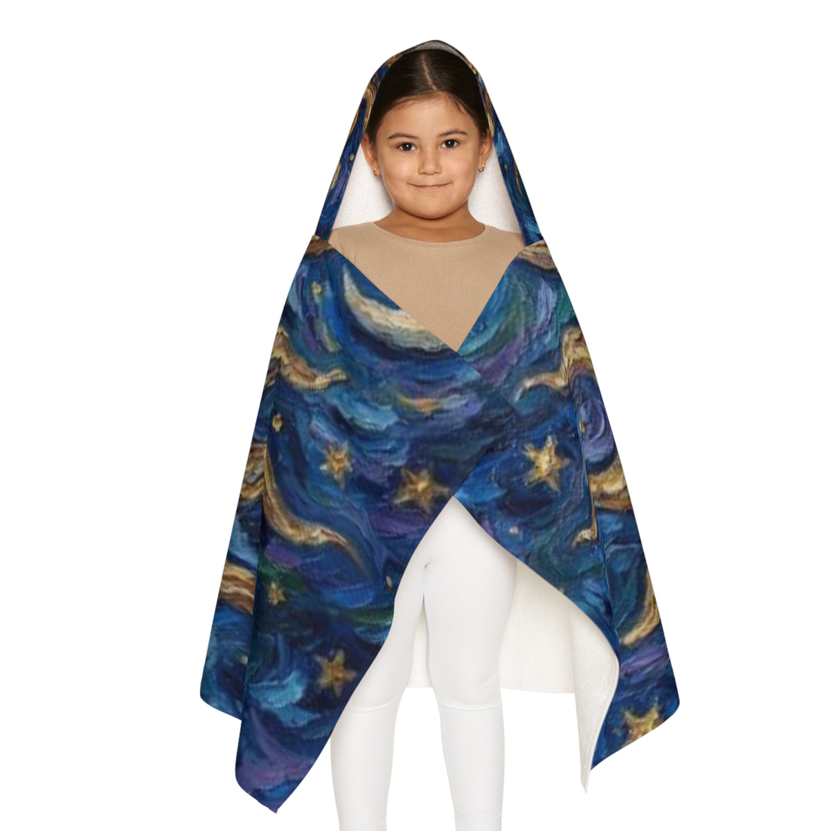 Sun and Stars Youth Hooded Towel — Celestial Sun Face Beach & Bath Wrap