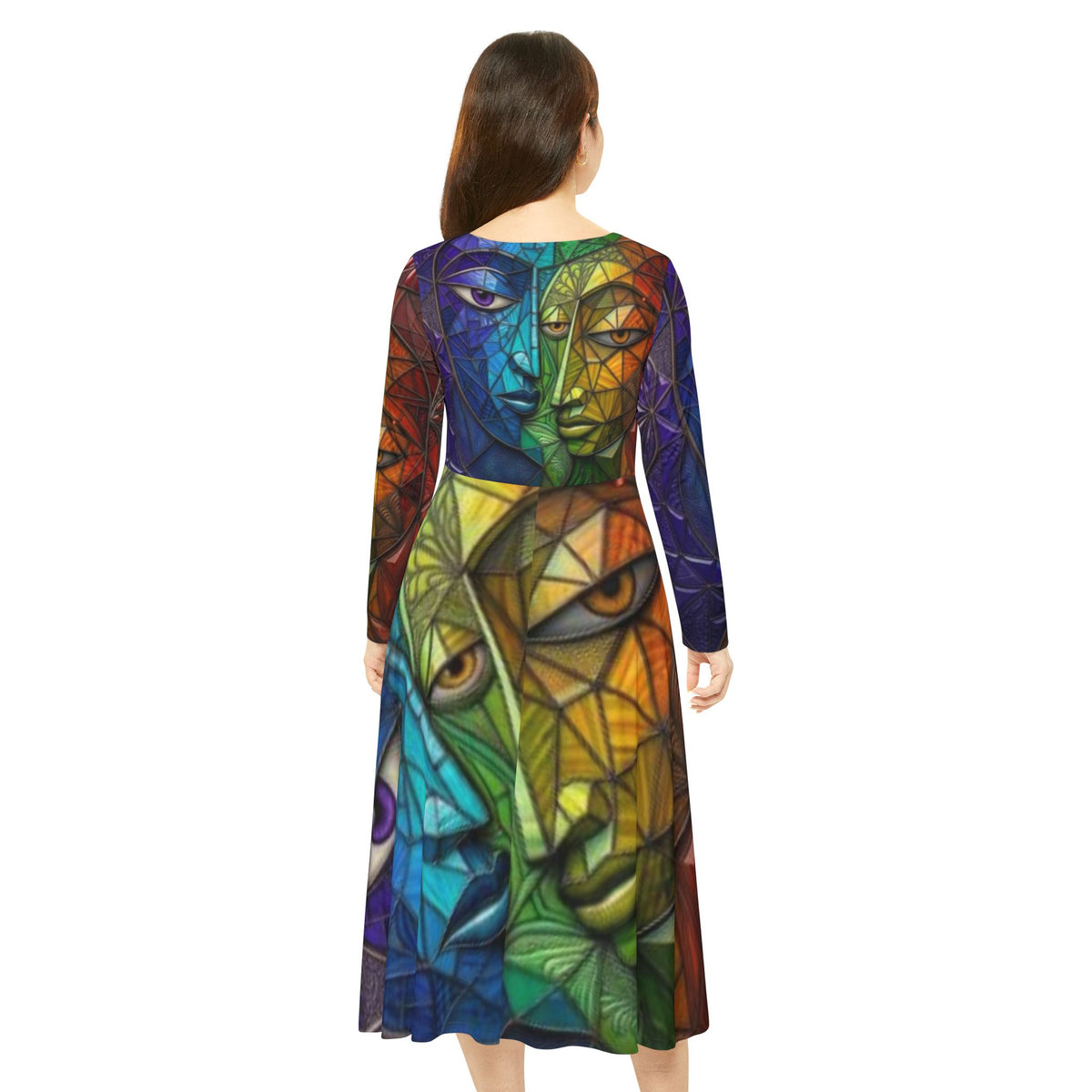 Abstract Long Sleeve Dress | Colorful Geometric Art design | No More Stolen Sisters Series