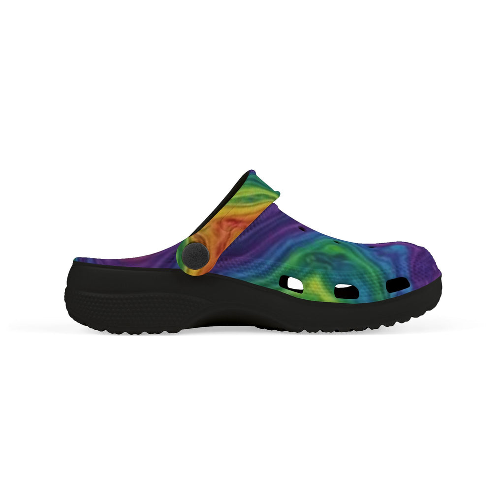 Kids Rainbow Swirl Foam Clogs — Colorful Tie-Dye EVA Slip-Ons