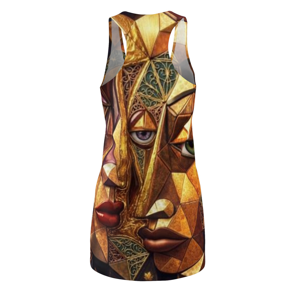 Abstract Tribal Faces Racerback Dress — "No More Stolen Sisters!" Collection
