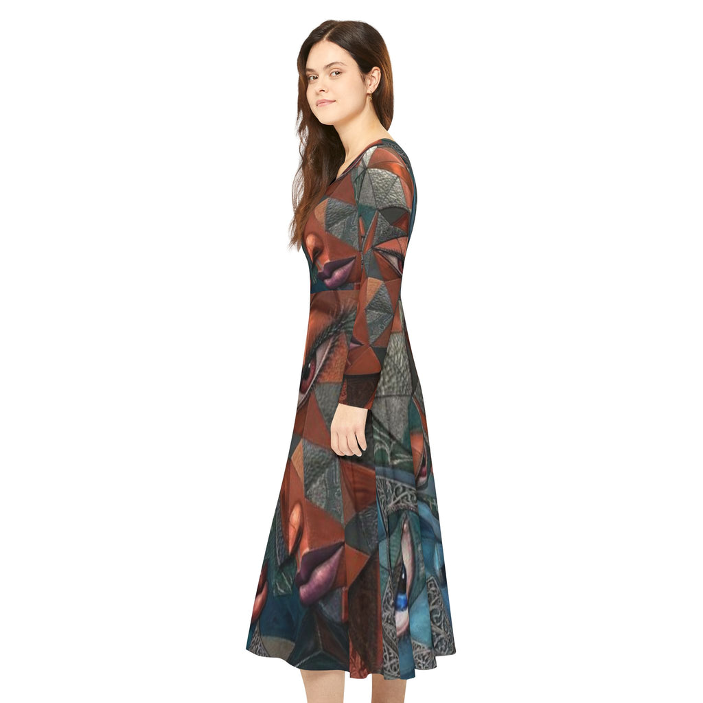 Abstract Dress | Geometric Long Sleeve Dress  |  "No More Stolen Sisters" Series #mmiwg
