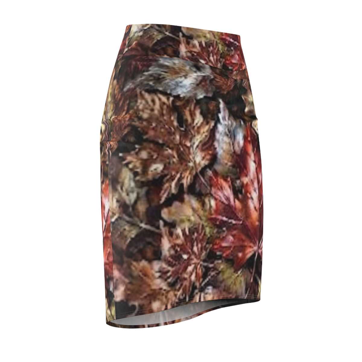 Autumn Leaves Pencil Skirt — Fall Colors Golden Leaf Print -  "No More Stolen Sisters!" #mmiwg Collection