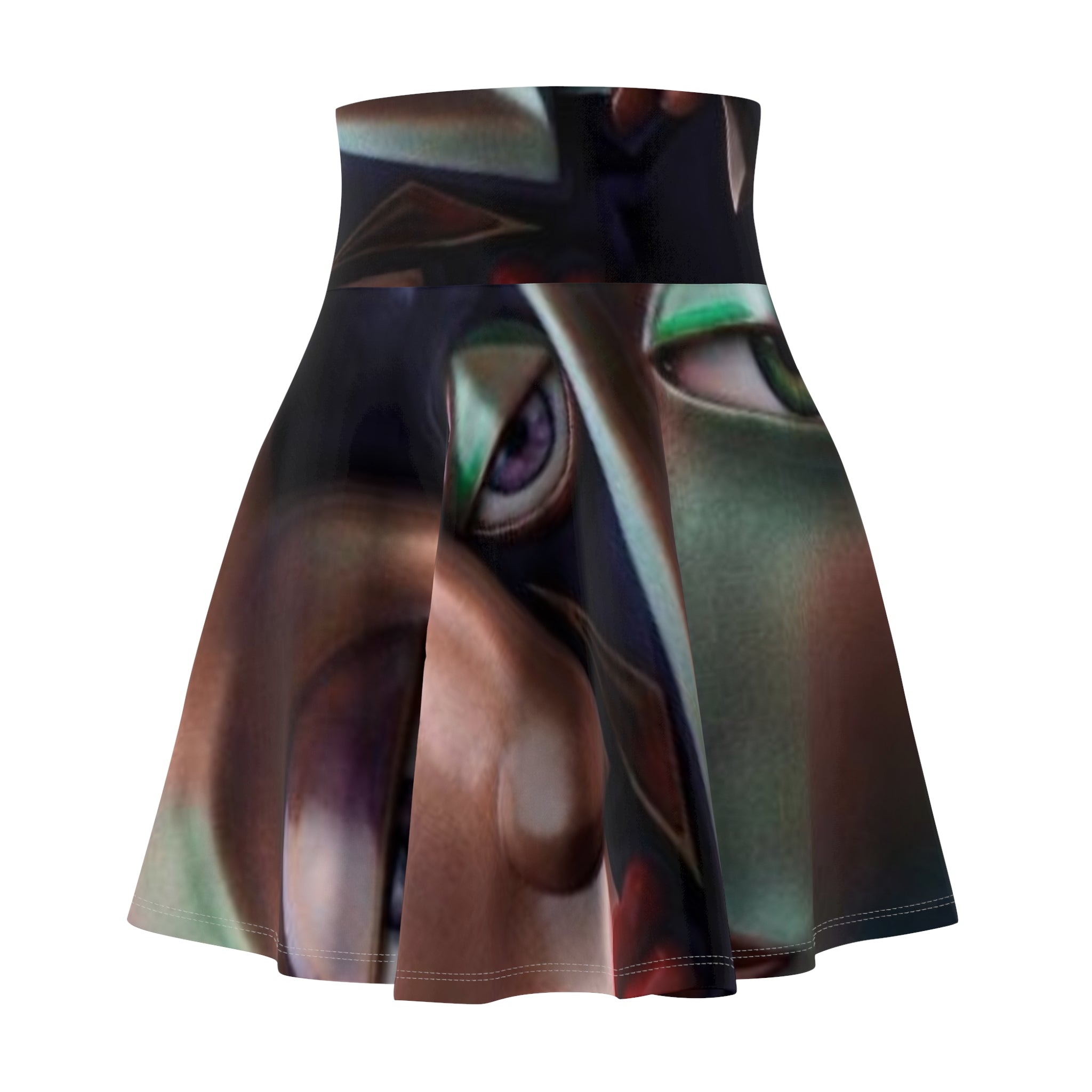 Abstract Surreal Face Skater Skirt — "No More Stolen Sisters!" Collection