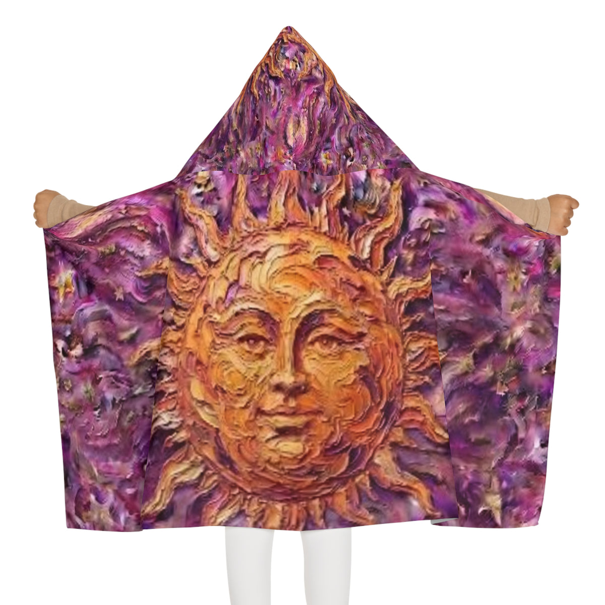 Youth Hooded Towel — Radiant Sunburst Purple Hooded Beach Towel