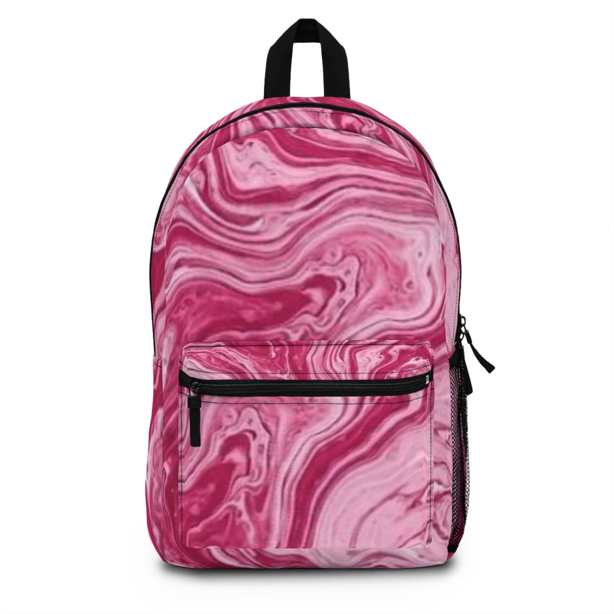 Pink Marble Backpack — Swirled Pink Aesthetic School & Travel Bag