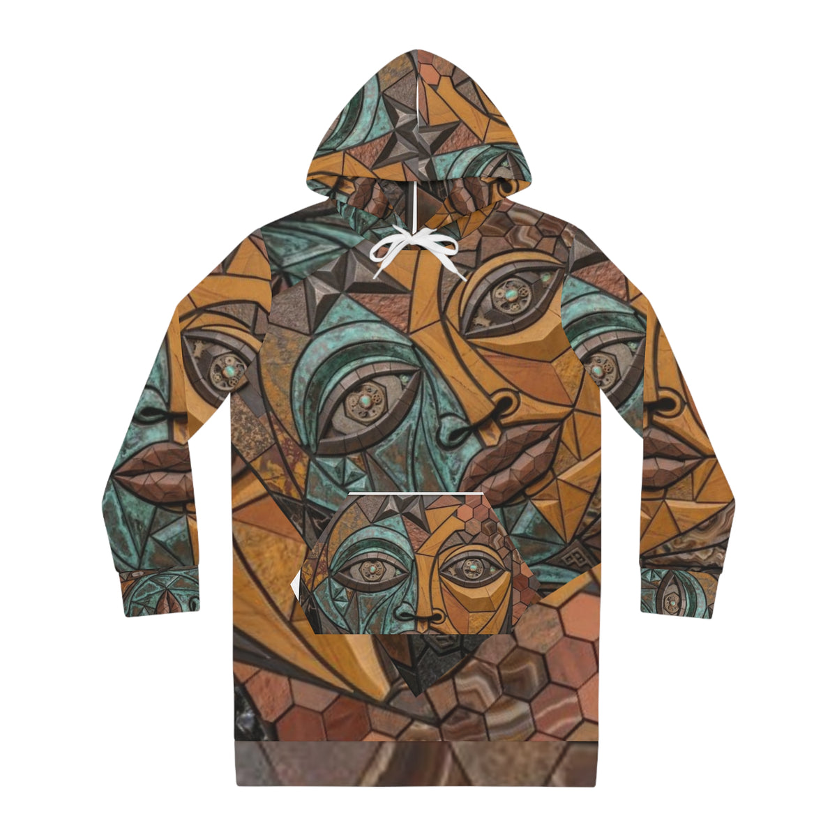 Geometric Mosaic Face Hoodie Dress | No More Stolen Sisters Series #mmiwg