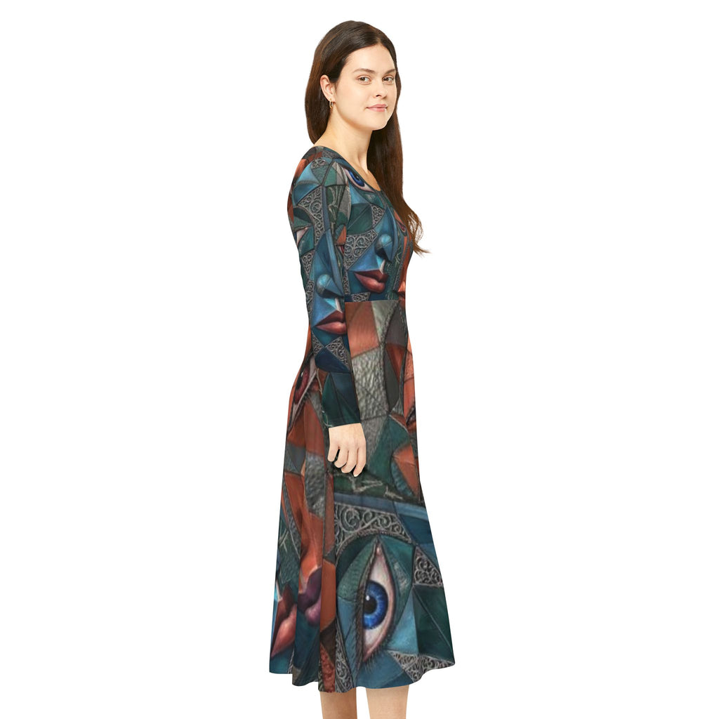 Abstract Dress | Geometric Long Sleeve Dress  |  "No More Stolen Sisters" Series #mmiwg