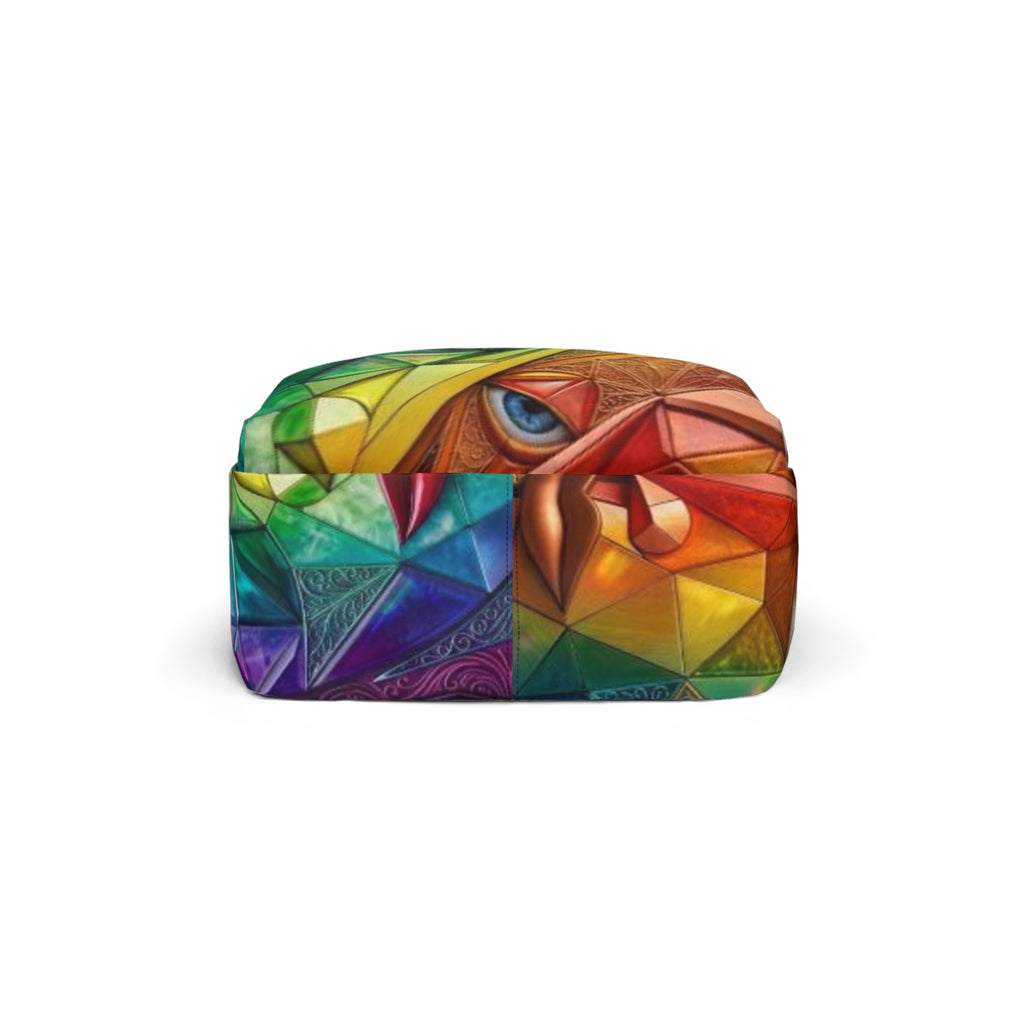 Geometric Abstract Faces Backpack | Colorful Cubist Eye Pattern