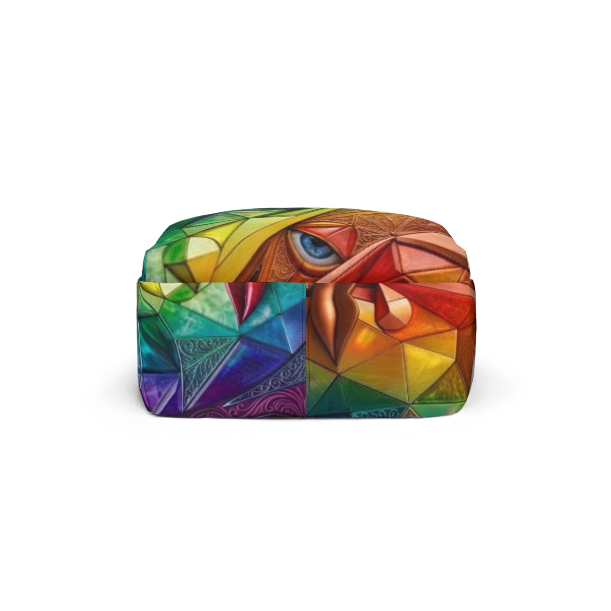 Geometric Abstract Faces Backpack | Colorful Cubist Eye Pattern