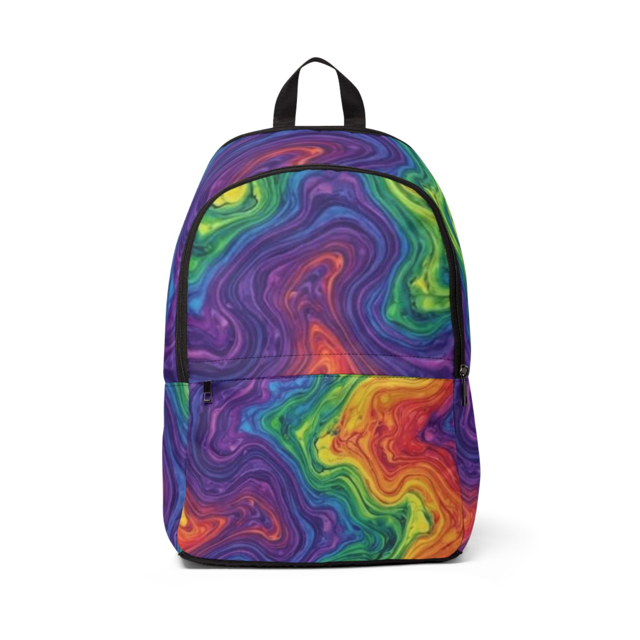 Rainbow Swirl Backpack | Psychedelic Marble Pattern