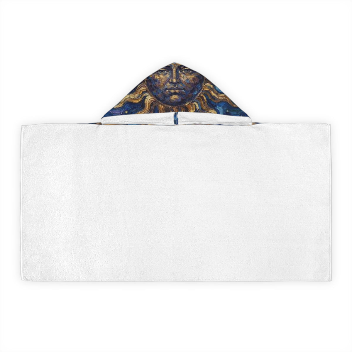 Sun and Stars Youth Hooded Towel — Celestial Sun Face Beach & Bath Wrap