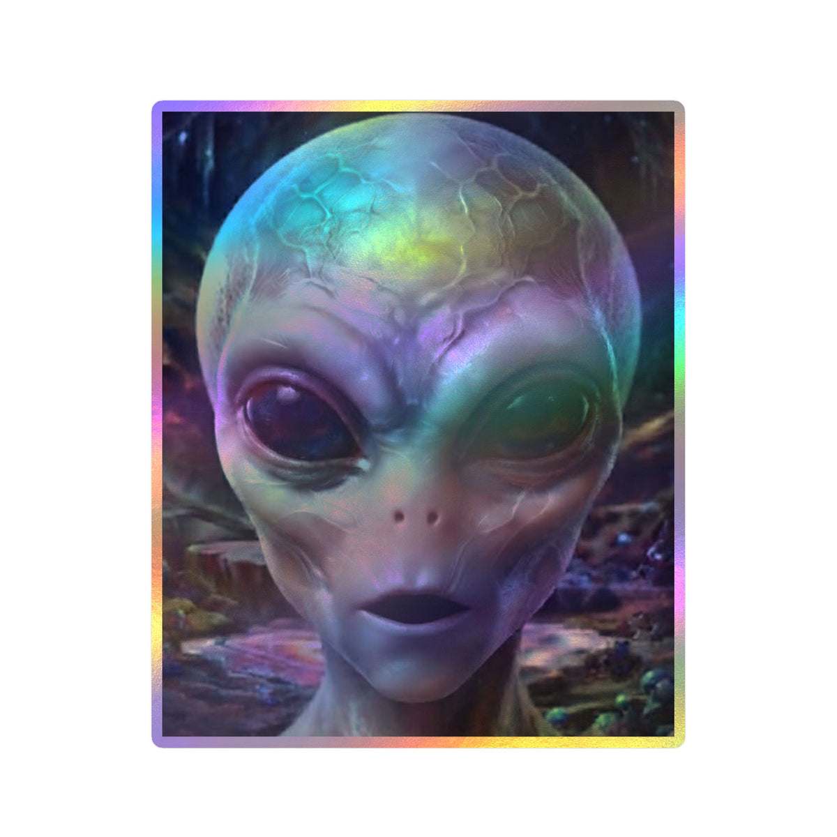Alien Face Vinyl Decal — Kiss-Cut Extraterrestrial Sticker for Laptops, Windows & Gear
