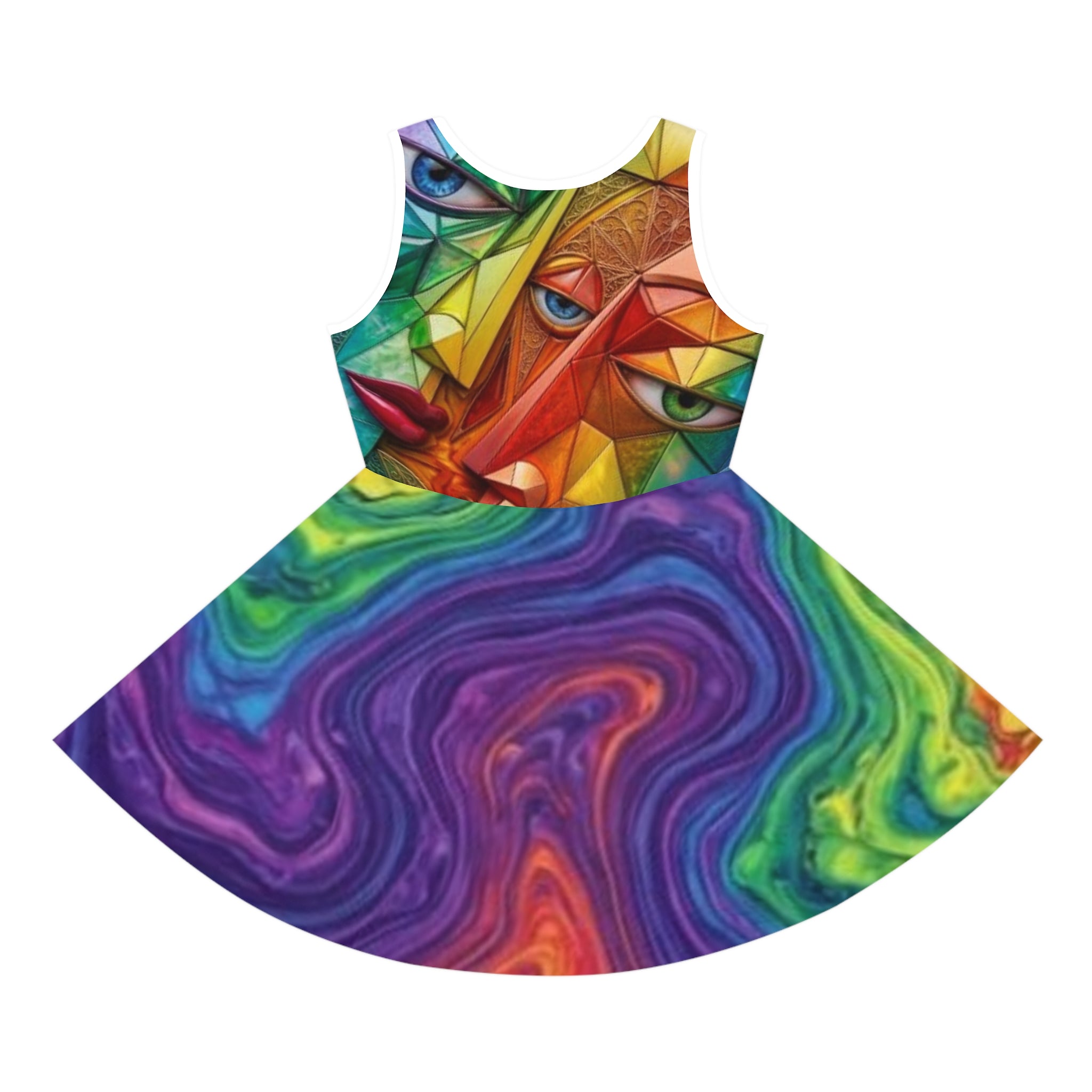 Girls' Rainbow Swirl Sundress — Colorful Abstract Dress - "No More Stolen Sisters!" #mmiwg Collection