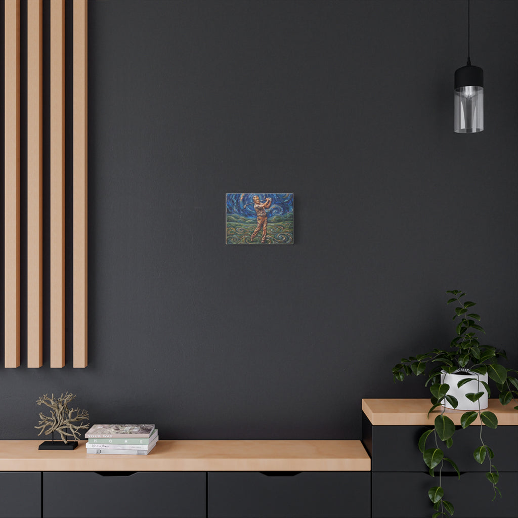 Van Gogh Style Golfer Matte Canvas Wall Art — Stretched 1.25"