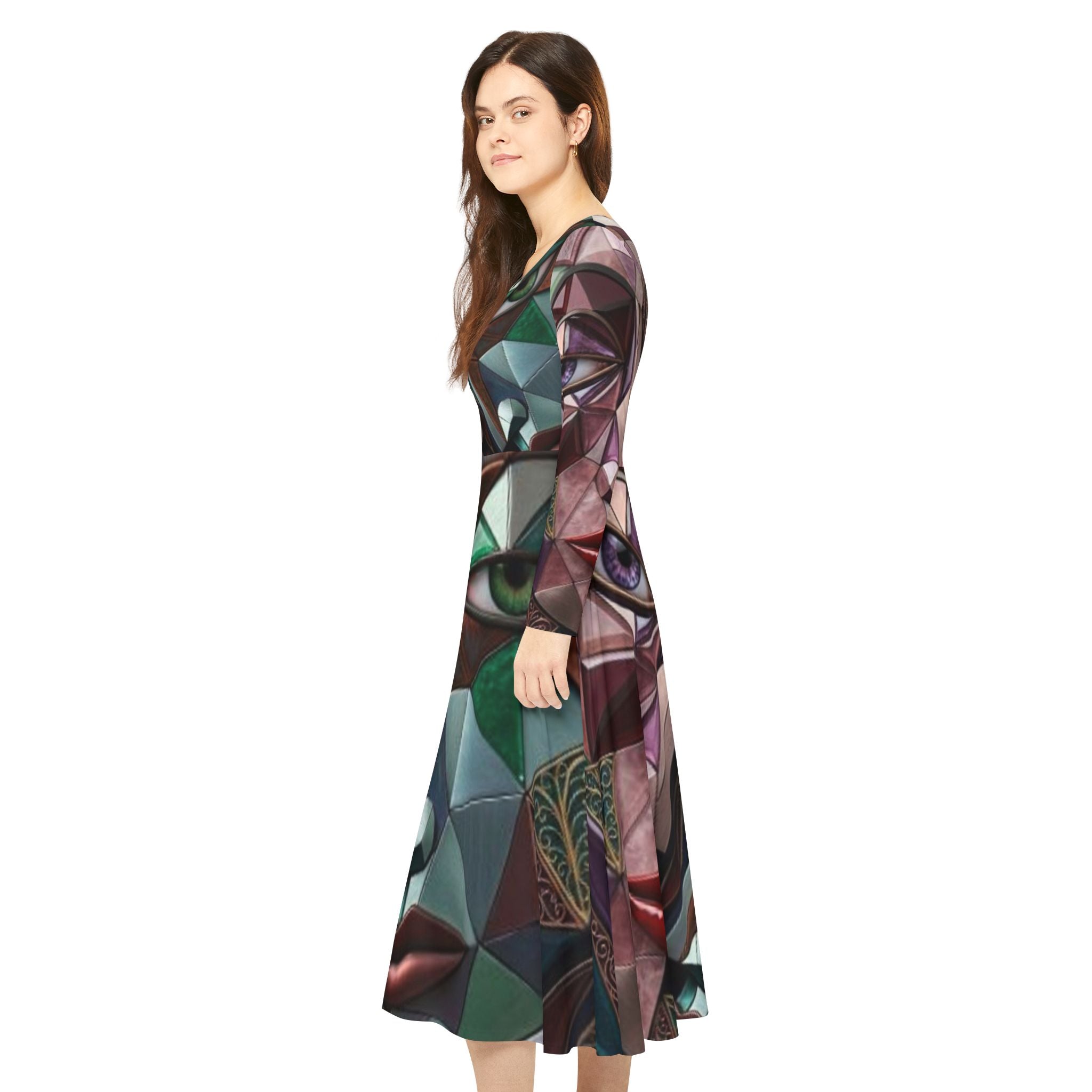 Abstract Geometric Dress Long Sleeve  |  "No More Stolen Sisters" Series #mmiwg