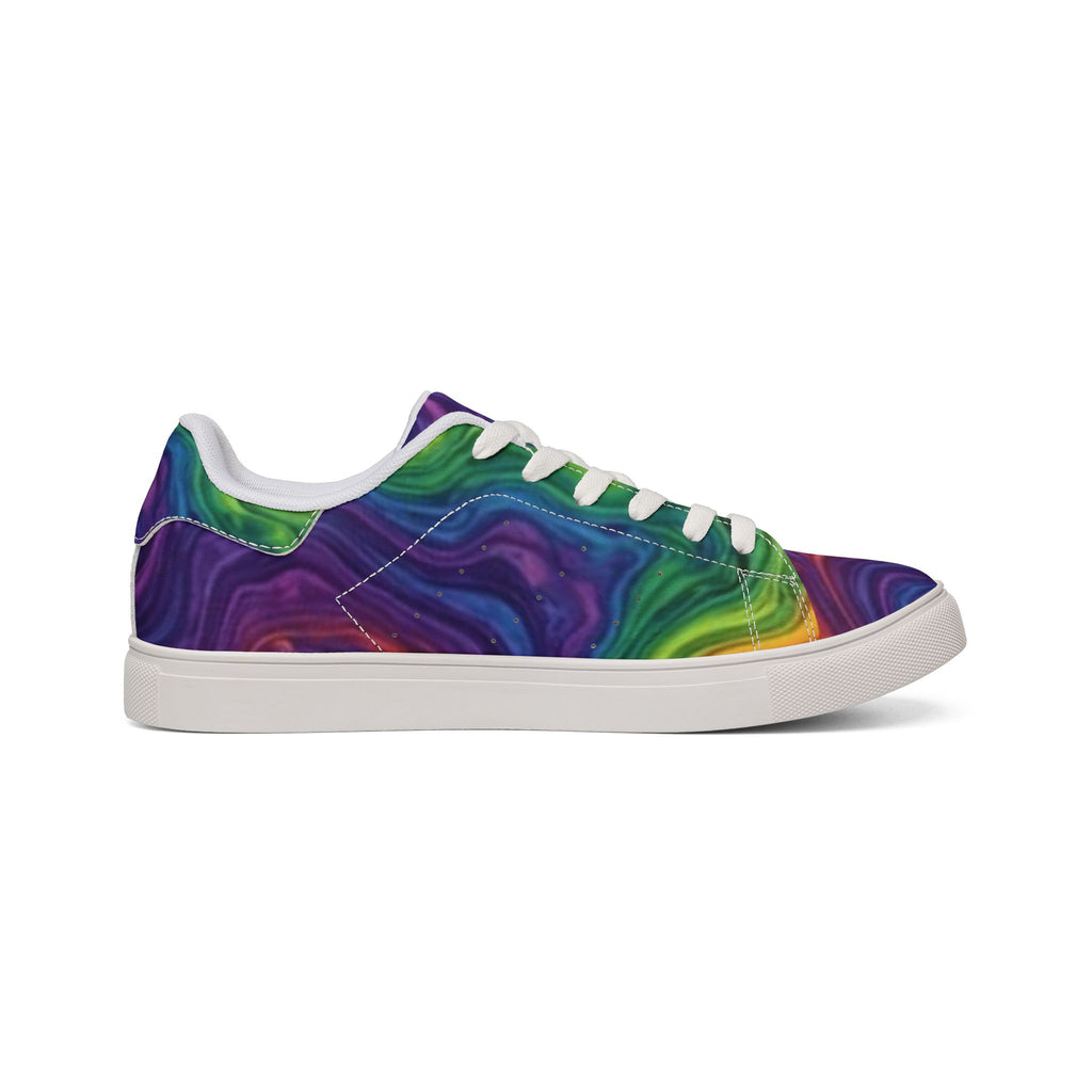 Leather Sneakers — Colorful Abstract Face Art Low-Top Women's Sneakers