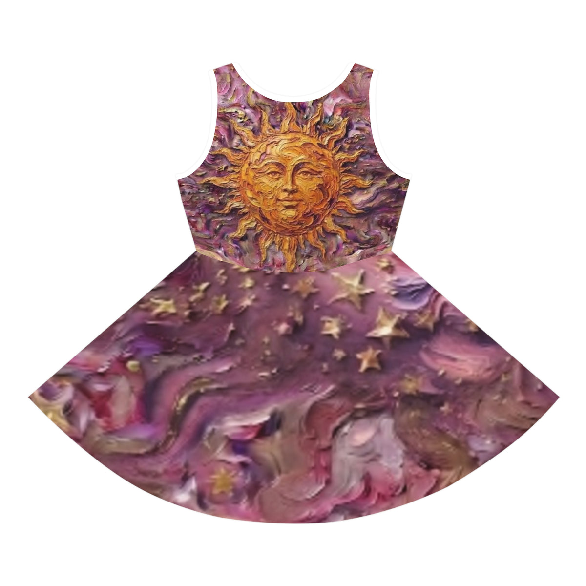 Girls' Sun & Stars Sundress — Celestial AOP Dress - "No More Stolen Sisters!" #mmiwg Collection