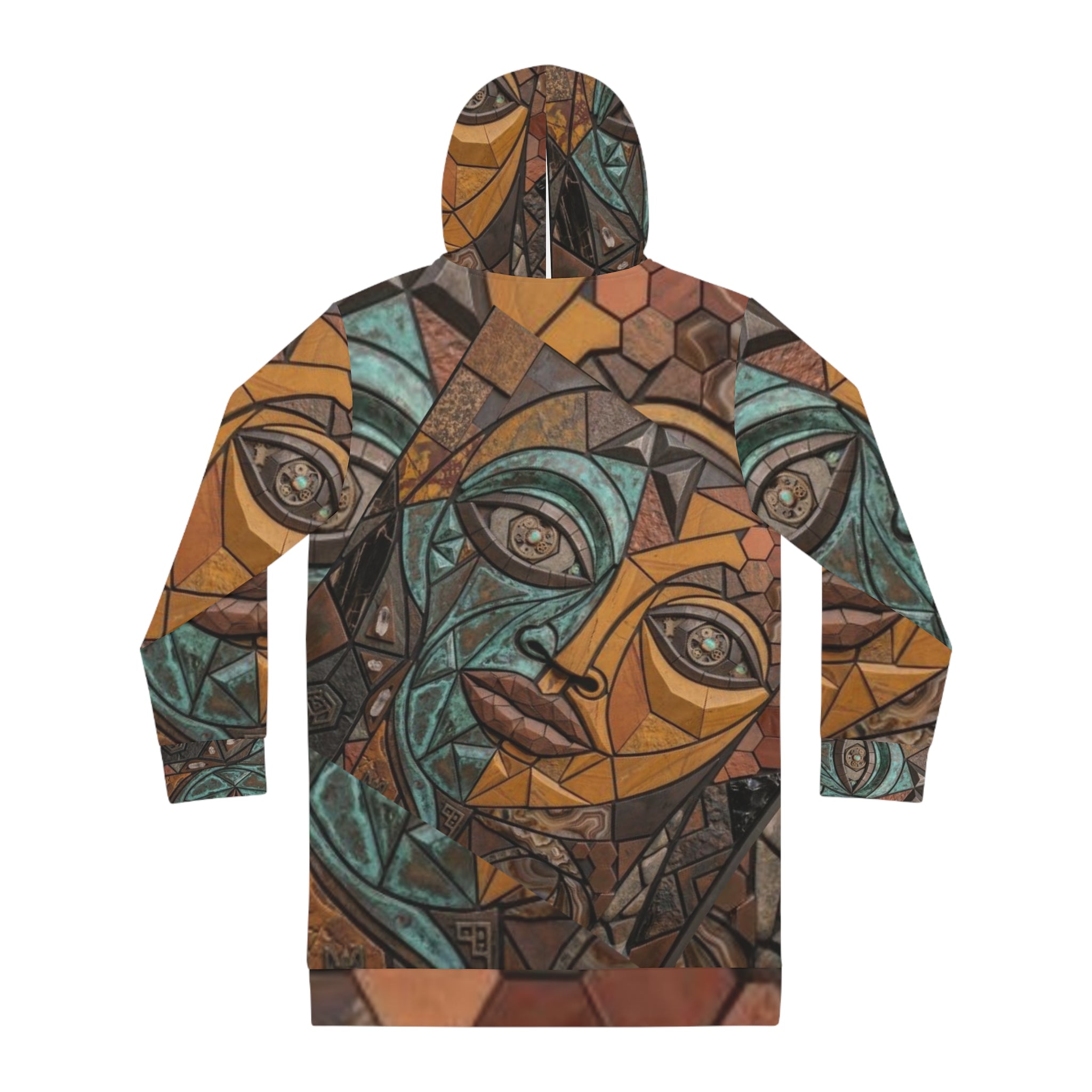 Geometric Mosaic Face Hoodie Dress | No More Stolen Sisters Series #mmiwg