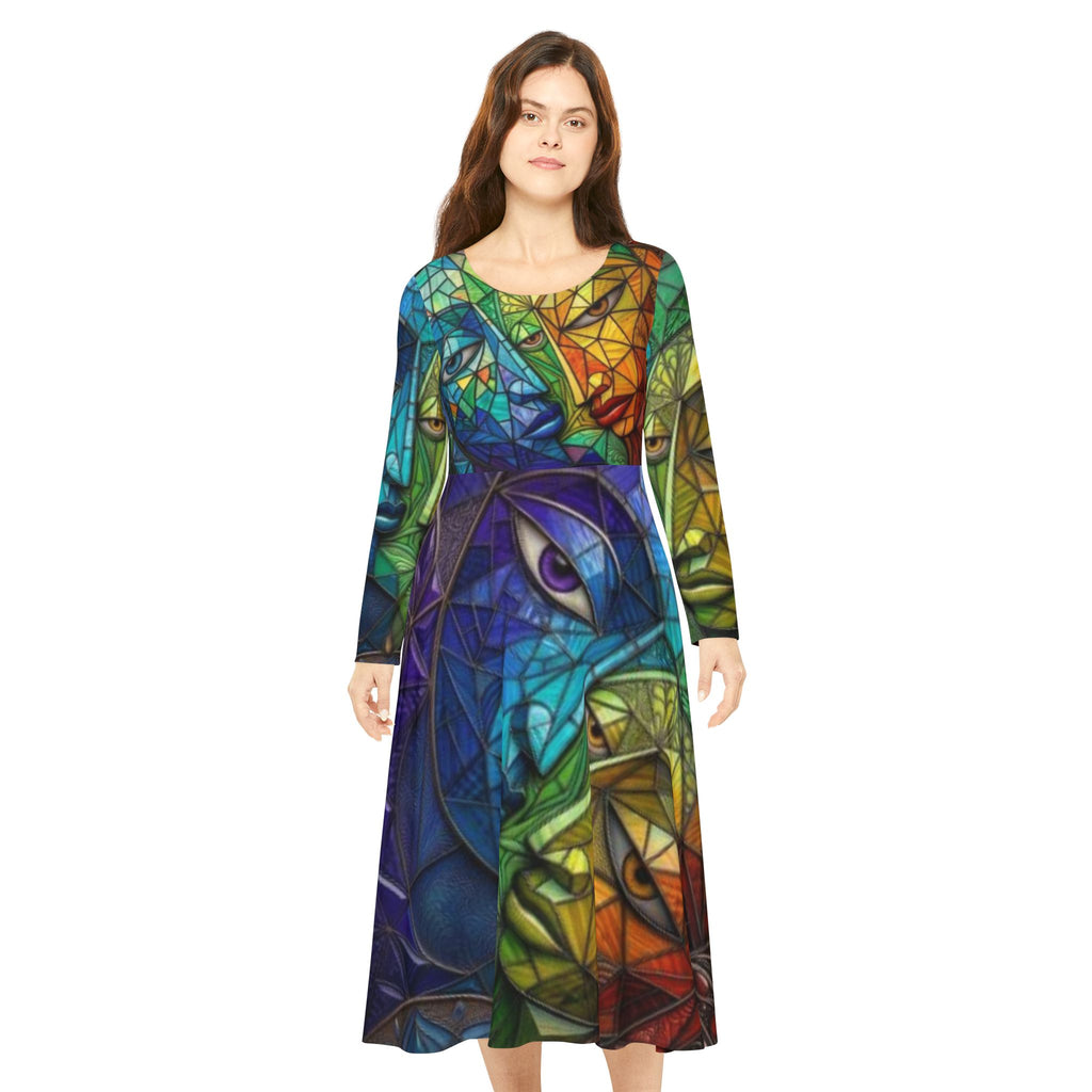 Abstract Long Sleeve Dress | Colorful Geometric Art design | No More Stolen Sisters Series