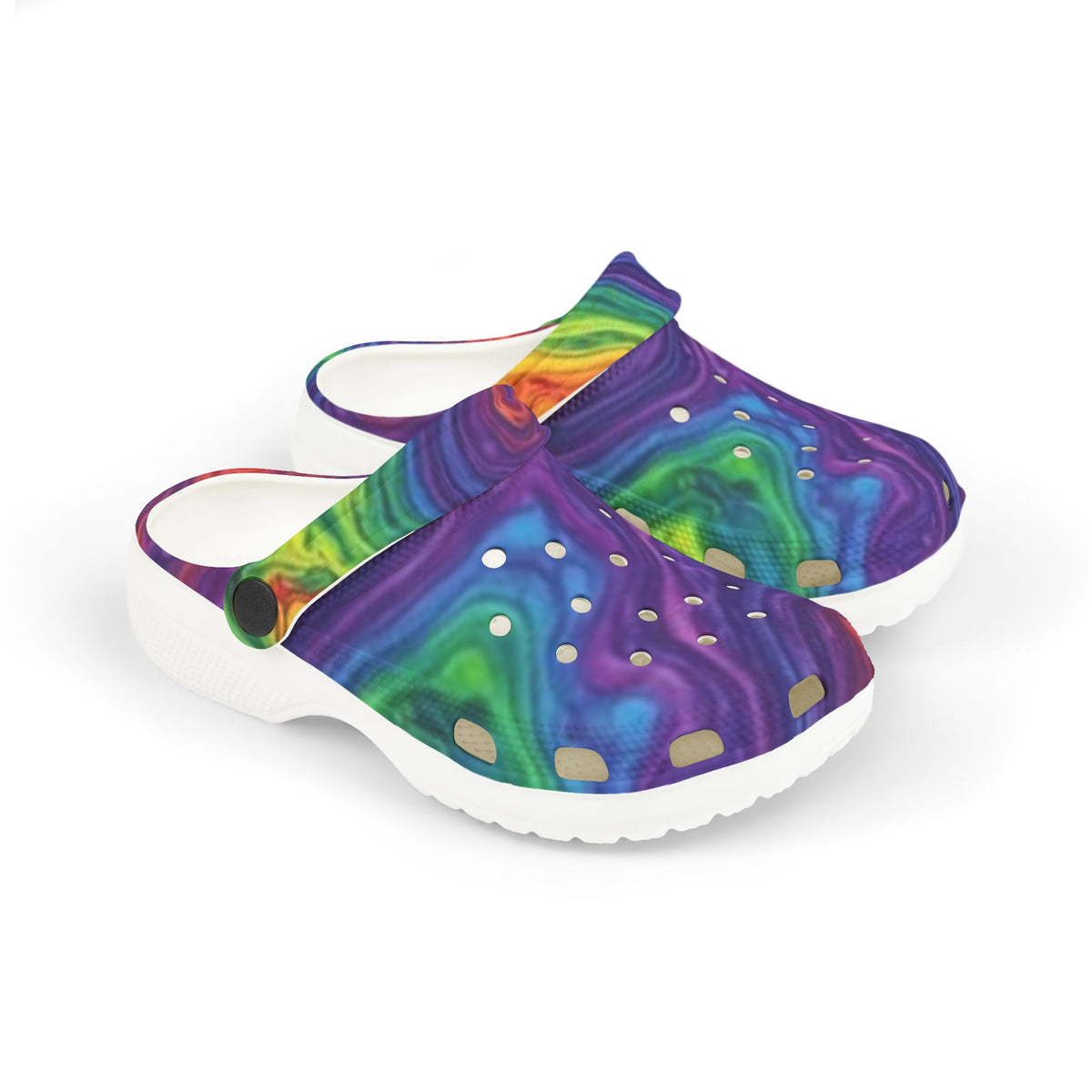Kids Rainbow Swirl Foam Clogs — Colorful Tie-Dye EVA Slip-Ons