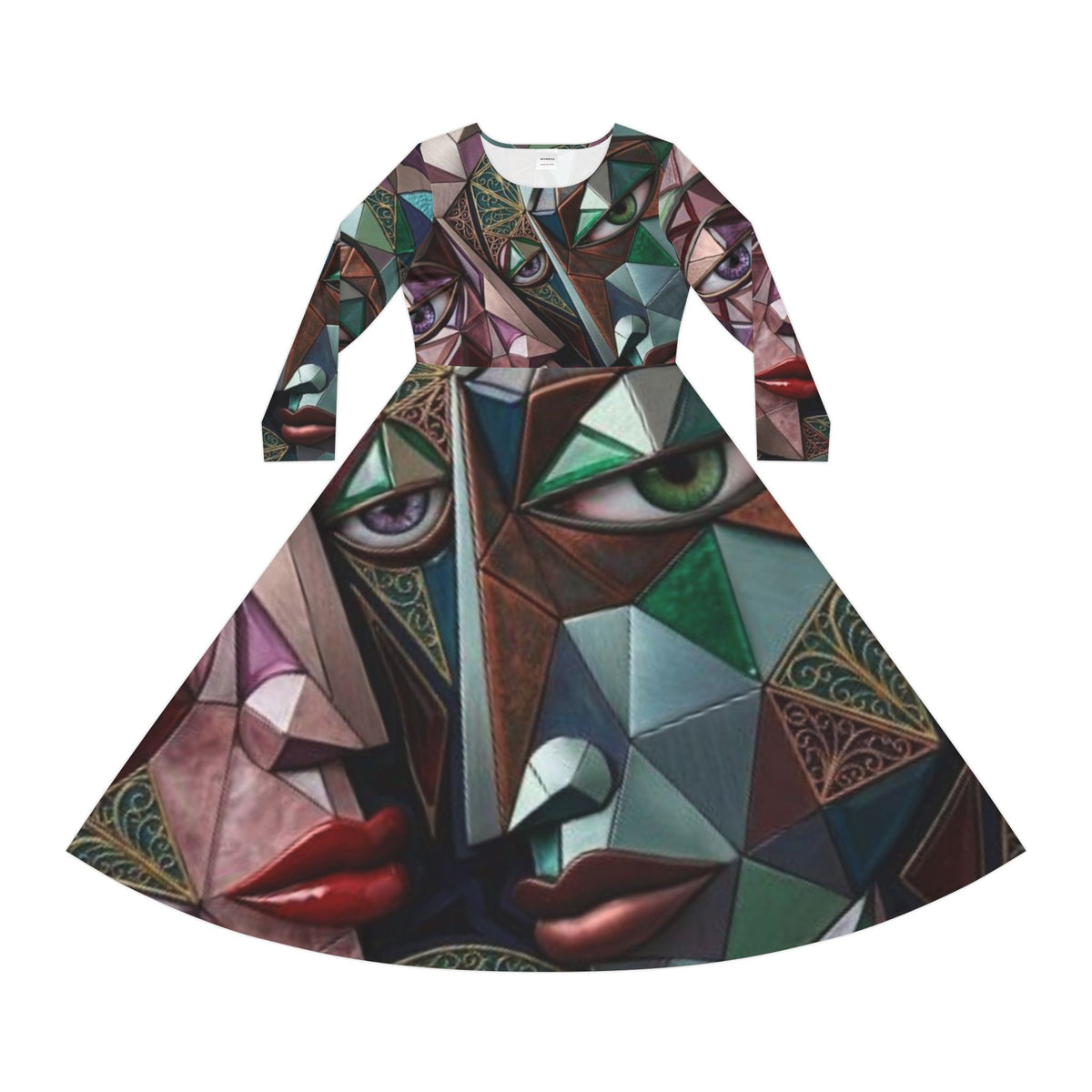Abstract Geometric Dress Long Sleeve  |  "No More Stolen Sisters" Series #mmiwg
