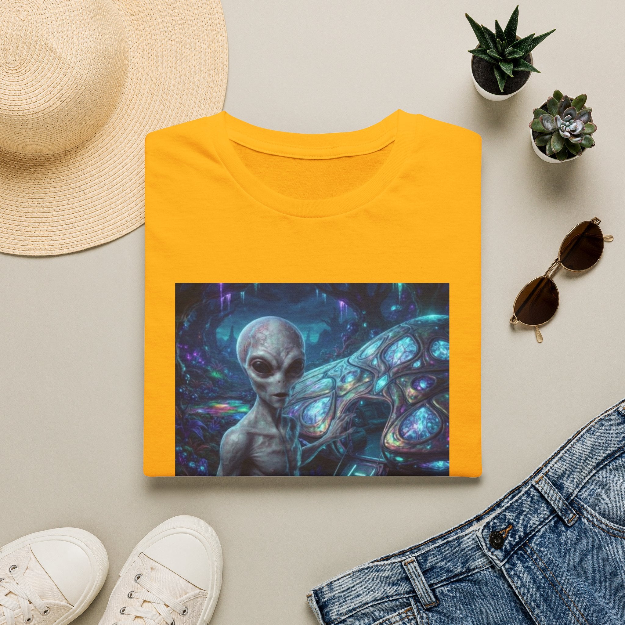Alien Encounter T‑Shirt — Galactic Grey Extraterrestrial Art Tee