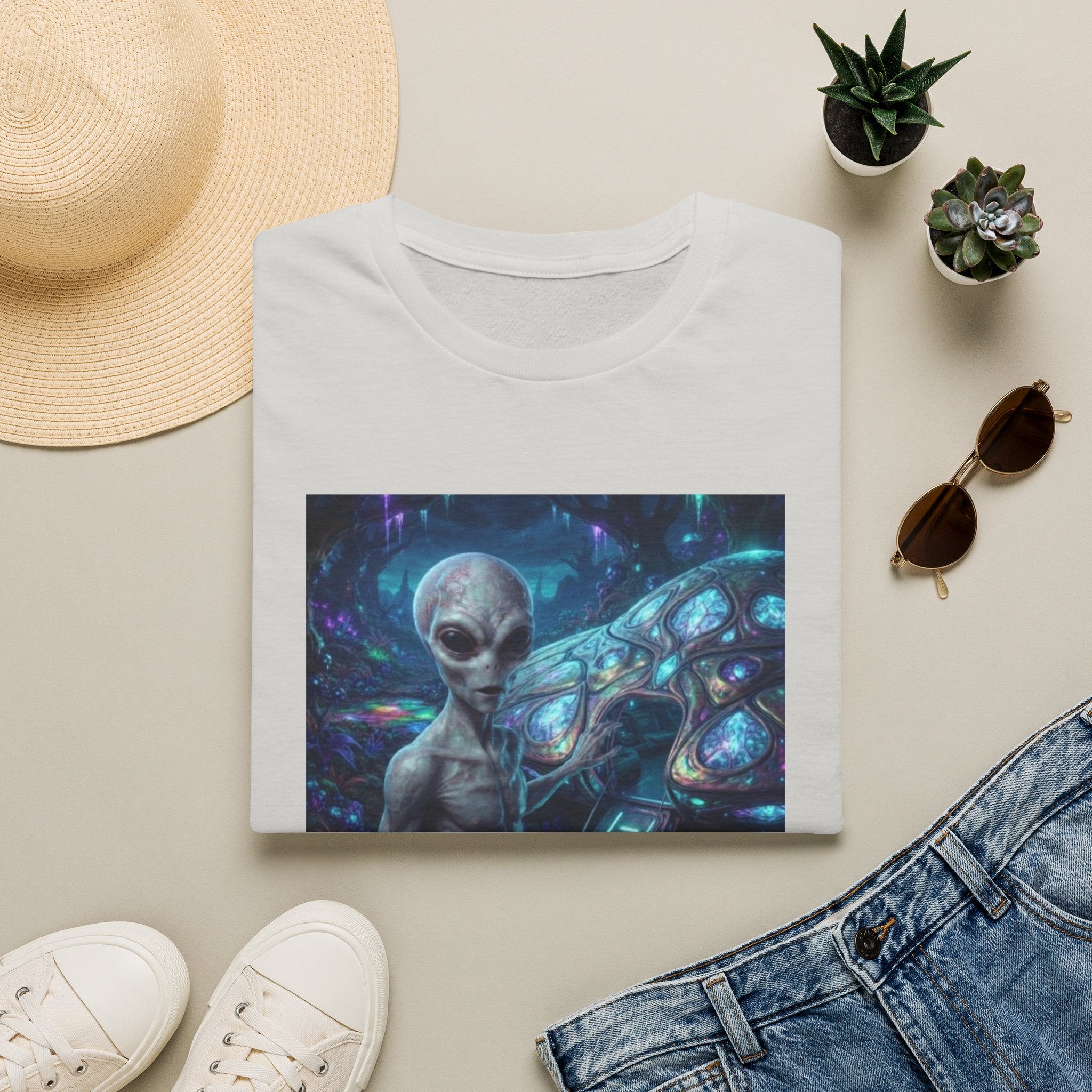 Alien Encounter T‑Shirt — Galactic Grey Extraterrestrial Art Tee