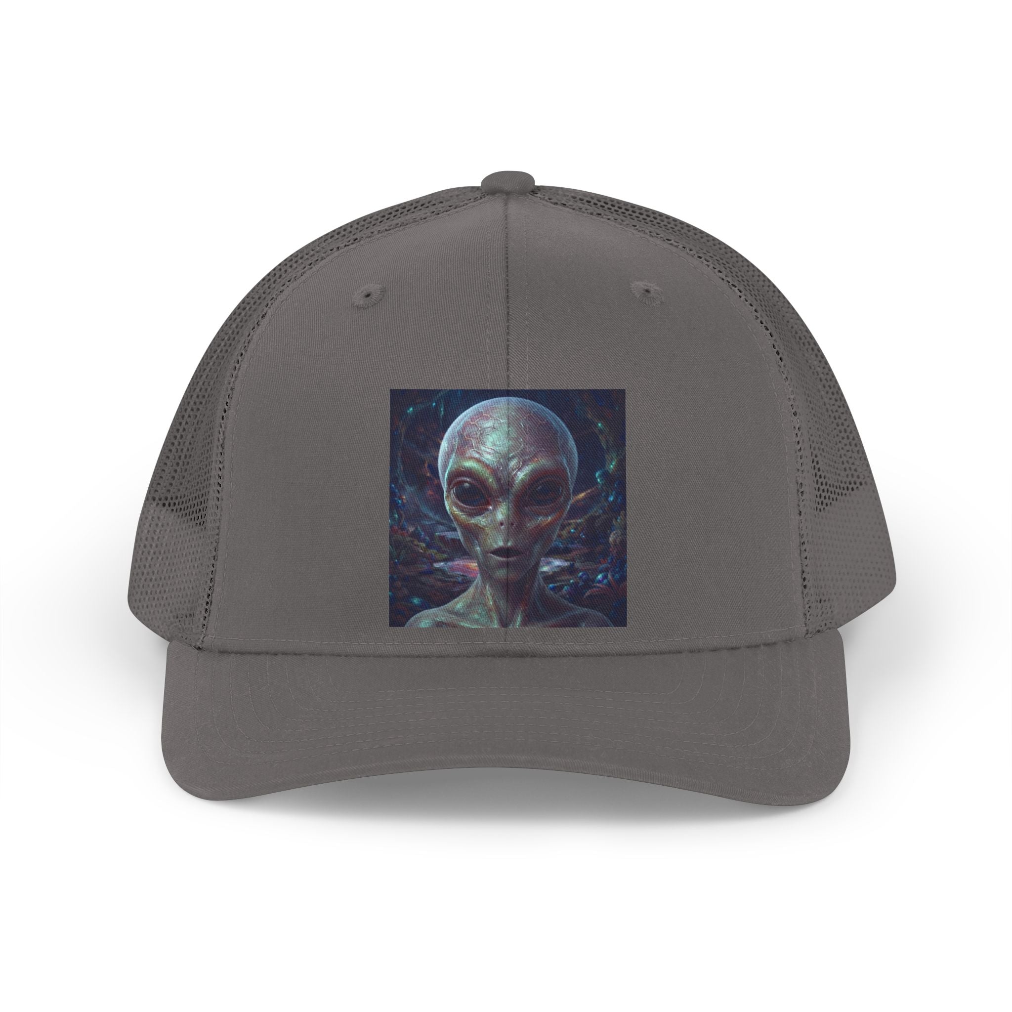 Alien Portrait baseball  cap UFO  Hat — Retro Sci‑Fi Mesh Cap