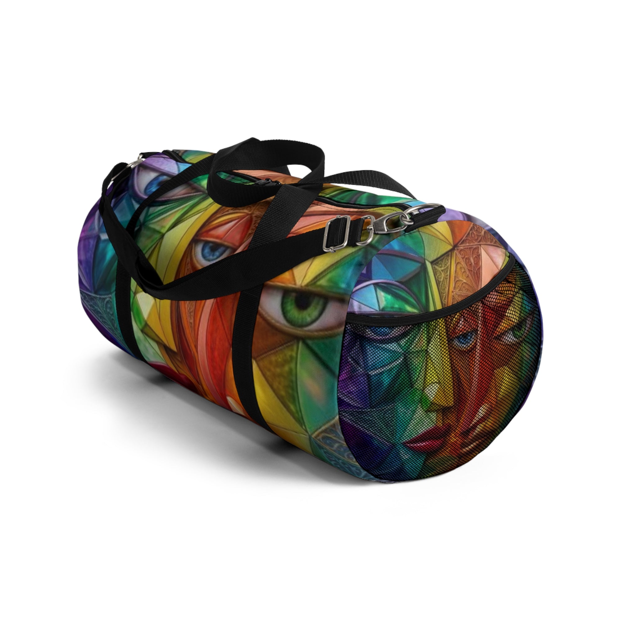 Colorful Geometric Eye Duffel Bag — Vibrant Abstract Travel Gym Bag