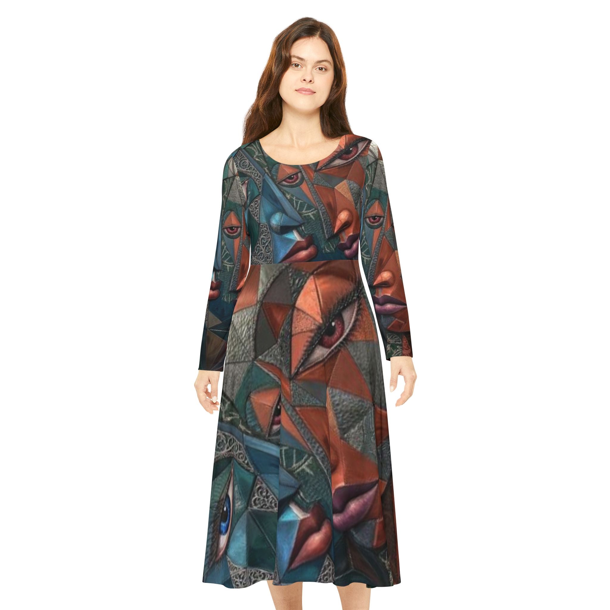 Abstract Dress | Geometric Long Sleeve Dress  |  "No More Stolen Sisters" Series #mmiwg